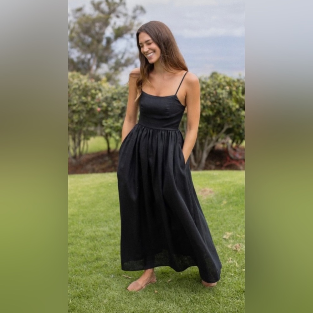 Neuflora Black Linen Dress